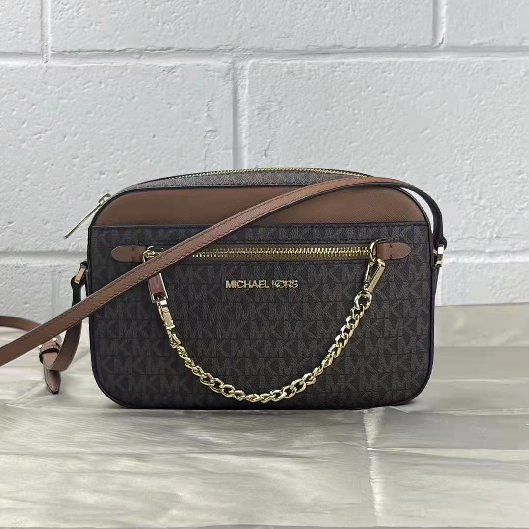MICHAEL KORS 35S1GTTC9B Jet Set Large Logo Crossbody Bag In Brown MICHAEL KORS 35S1GTTC9B Jet Set Large Logo Crossbody Bag In Brown